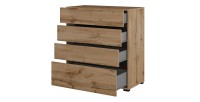 Volledige slaapkamer HAVANA eik en zwart - Bed 160x200, kledingkast met 4 deuren, nachtkastjes en dressoir