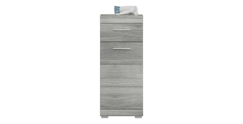 Meuble de rangement 1 porte 1 tiroir coloris chêne cendré – AVENSIO