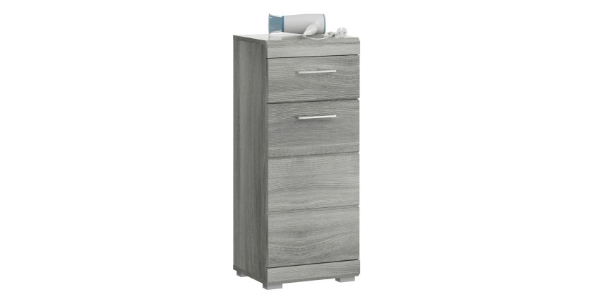 Meuble de rangement 1 porte 1 tiroir coloris chêne cendré – AVENSIO