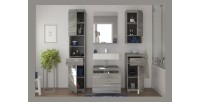 Miroir de salle de bain AVENSIO – Gris laqué avec miroir – Design moderne