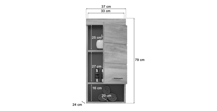 Meuble de rangement suspendu AVENSIO – Gris laqué – Design moderne