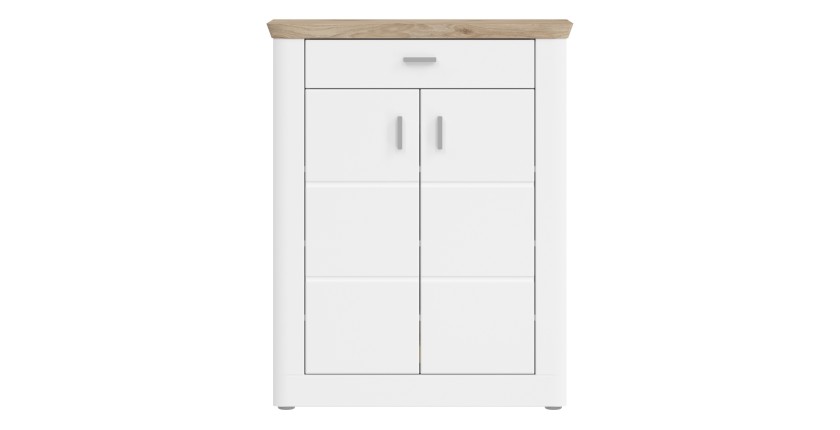 Buffet d'entrée avec 2 portes et 1 tiroir – Blanc Mat – CAMPAGNA