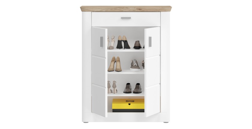 Buffet d'entrée avec 2 portes et 1 tiroir – Blanc Mat – CAMPAGNA