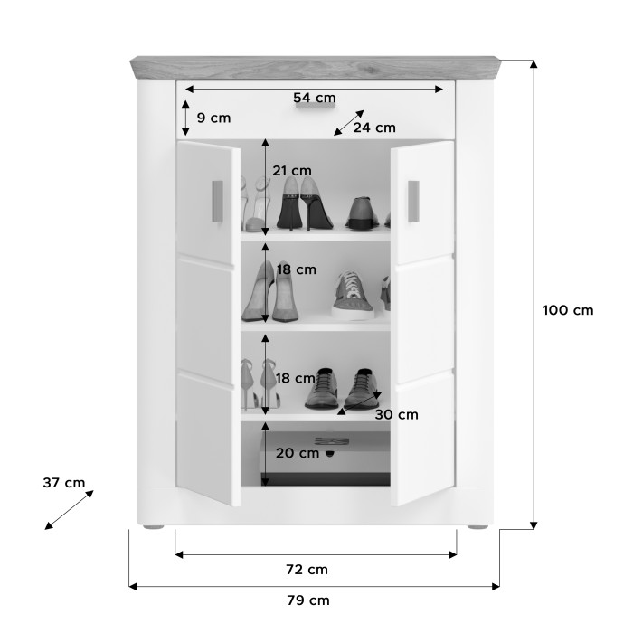 Buffet de entrada con 2 puertas y 1 cajón – Blanco Mate – CAMPAGNA