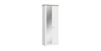 Meuble à chaussures CAMPAGNA blanc mat avec miroir – 2 portes, 6 étagères