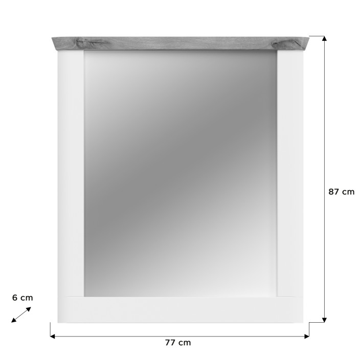 Spiegel CAMPAGNA weiß und Eiche – 77x87 cm, Landhausstil