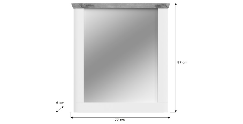 Miroir CAMPAGNA blanc et chêne – 77x87 cm, style campagne