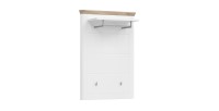 Porte manteau mural CAMPAGNA blanc et chêne – 3 patères et étagère, style campagne