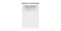 Porte manteau mural CAMPAGNA blanc et chêne – 3 patères et étagère, style campagne