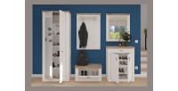 Porte manteau mural CAMPAGNA blanc et chêne – 3 patères et étagère, style campagne