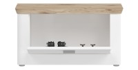 Banc à chaussures CAMPAGNA blanc et chêne – coffre rabattable, style campagne