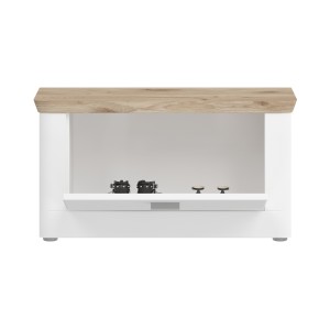 Banc à chaussures CAMPAGNA blanc et chêne – coffre rabattable, style campagne