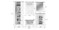 Ensemble d’entrée CAMPAGNA blanc et chêne – buffet, armoire, miroir, porte manteau, meuble à chaussures