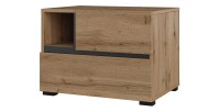 Chambre complète HAVANA chêne et noir – Lit 180x200, armoire 4 portes, chevets et commode