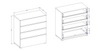 Volledige slaapkamer HAVANA eiken en zwart - Bed 180x200, 4-deurs kledingkast, nachtkastjes en dressoir