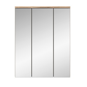 Ensemble de salle de bain : meuble sous vasque + colonne + armoire de rangement avec miroirs et LED + 2 demi colonne – Gris anth