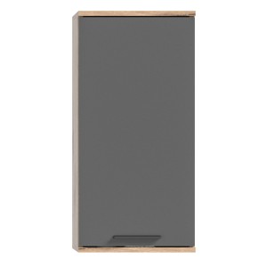 Ensemble de salle de bain : meuble sous vasque + colonne + armoire de rangement avec miroirs et LED + 2 demi colonne – Gris anth