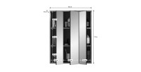 Ensemble de salle de bain : meuble sous vasque + colonne + armoire de rangement avec miroirs et LED + 2 demi colonne – Gris anth