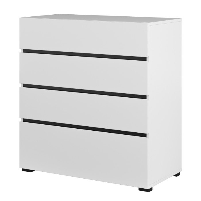 Camera completa HAVANA bianco e nero – Letto contenitore 160x200, armadio 4 porte, comodini e cassettiera