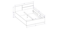 Chambre complète HAVANA blanc et noir – Lit coffre 160x200, armoire 4 portes, chevets et commode