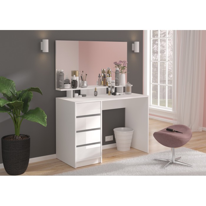 Specchio da toeletta ESTRELLA bianco – 110 cm con ripiano, stile classico