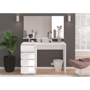 Miroir coiffeuse ESTRELLA blanc – 110 cm avec tablette, style classique