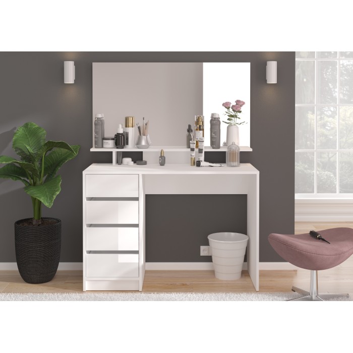 Specchio da toeletta ESTRELLA bianco – 110 cm con ripiano, stile classico