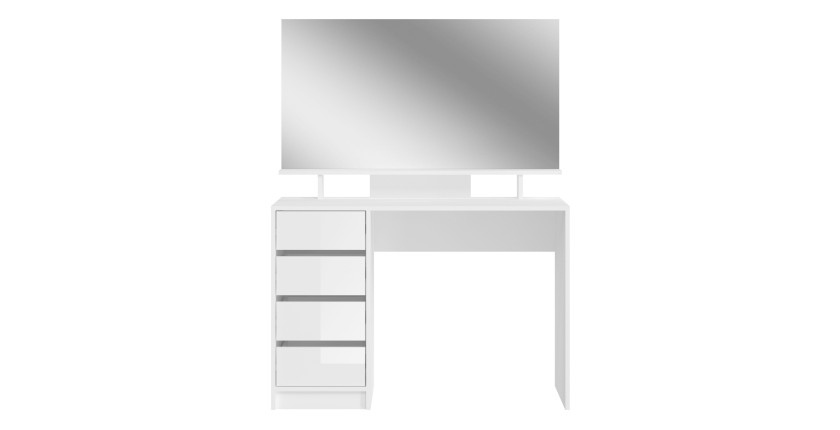 Coiffeuse ESTRELLA blanche avec miroir – 110 cm, 4 tiroirs, style classique