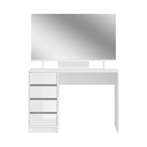 Coiffeuse ESTRELLA blanche avec miroir – 110 cm, 4 tiroirs, style classique