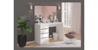 Coiffeuse ESTRELLA blanche avec miroir – 110 cm, 4 tiroirs, style classique