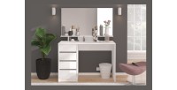 Coiffeuse ESTRELLA blanche avec miroir – 110 cm, 4 tiroirs, style classique