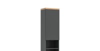 Colonne de salle de bain NOYA gris à suspendre – 2 portes, 3 étagères, 161 cm