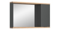 Miroir de salle de bain NOYA gris avec rangement – 130 cm, 2 niches, à suspendre