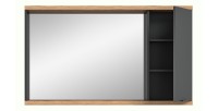 Miroir de salle de bain NOYA gris avec rangement – 130 cm, 2 niches, à suspendre