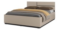 Chambre HAVANA complète beige et noir avec lit coffre 160x200, armoire 4 portes, commode et chevets