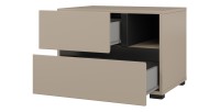 Chambre HAVANA complète beige et noir avec lit coffre 160x200, armoire 4 portes, commode et chevets