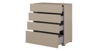 Chambre HAVANA complète beige et noir avec lit coffre 160x200, armoire 4 portes, commode et chevets