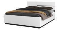 Chambre complète HAVANA blanc et noir – Lit coffre 180x200, armoire 4 portes, chevets et commode
