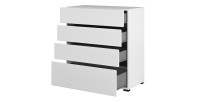 Chambre complète HAVANA blanc et noir – Lit coffre 180x200, armoire 4 portes, chevets et commode