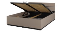 Volledige slaapkamer HAVANA beige en zwart – Bed met opbergruimte 180x200, kledingkast met 4 deuren, nachtkastjes en dressoir