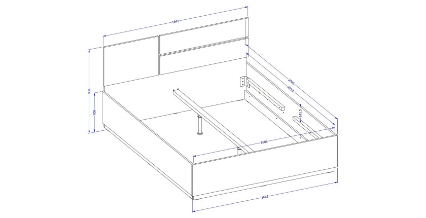 Bed HAVANA 160x200 eiken en zwart met lattenbodem – Natuurlijke elegantie en modern comfort