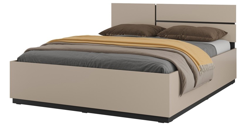 Bed HAVANA 160x200 beige en zwart met lattenbodem – Hedendaagse soberheid en optimaal comfort