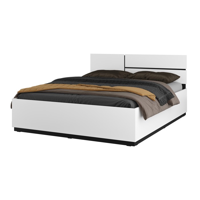 Lit HAVANA 180x200 blanc et noir avec sommier – Confort XL et style moderne pour votre chambre