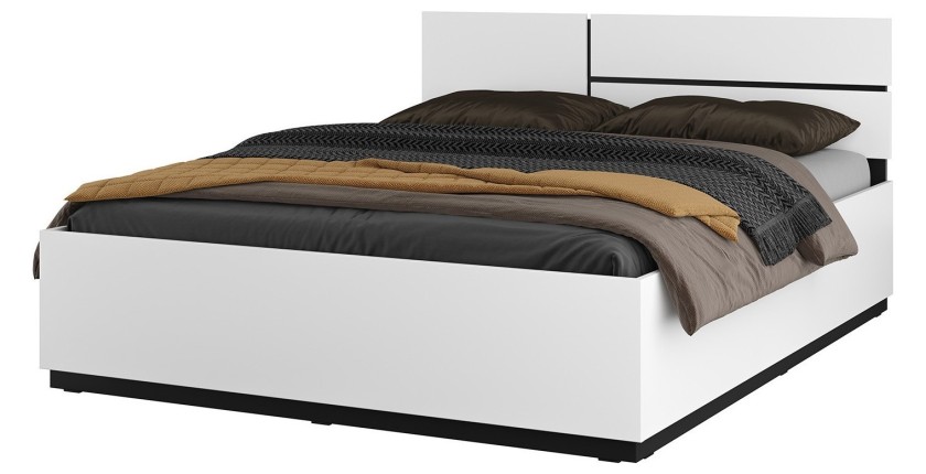 Bed HAVANA 180x200 wit en zwart met lattenbodem - XL comfort en moderne stijl voor uw slaapkamer