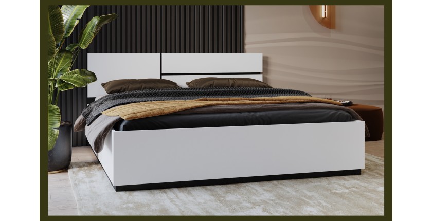 Bed HAVANA 180x200 wit en zwart met lattenbodem - XL comfort en moderne stijl voor uw slaapkamer