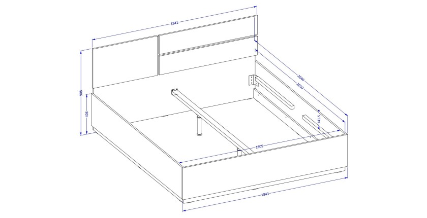 Bed HAVANA 180x200 eiken en zwart met lattenbodem – Natuurlijke stijl en groot slaapcomfort