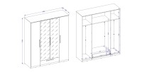 Armoire blanche BOMBAY design 4 portes miroir avec LED multicolore et tiroir