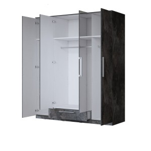Armoire BOMBAY – 4 portes 1 tiroir avec miroir – LED multicolore – Coloris ardoise – Design moderne