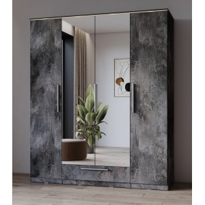 Armario BOMBAY – 4 puertas 1 cajón con espejo – LED multicolor – Color pizarra – Diseño moderno