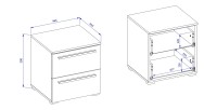 Table de chevet BOMBAY – Blanc – 2 tiroirs – Éclairage LED multicolore – Design moderne